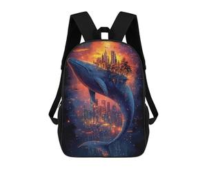 sinyumoney Whale Cityscape Fantasy School Backpack Water Resistant School Bag Business Backpack for Boys/Girls/Teenagers 17inch