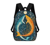 sinyumoney Whale Dance Under The Moon Backpack with Pocket 3D Printed Backpacks, Travel Rucksacks Book Bags Kids School Bag 17inch