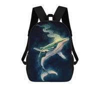 sinyumoney Whale Dreaming in Space 3D Printed Children's School Backpack for Kids Travel Rucksacks Book Bags Kids School Bag 17inch