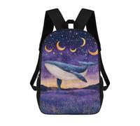 sinyumoney Whale Dreams in Lavender Fields Kids Backpacks Children Bag,Anime Bag,Large Capacity Kids Backpack, 3D Printed Children's,Student Schoolbag,Kids Boys Girls School Bag 17inch
