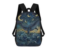 sinyumoney Whale Dreams in Moonlight-1 Kids Backpacks,3D Personalized School Bookbags for Boys Girls Large Schoolbags Casual Daypack 17inch