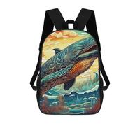 sinyumoney Whale Dreamscape-2 School Backpack Secondary Causal Travel High School Bags for Campus Outdoor Travel Sports 17inch