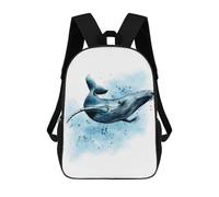 sinyumoney Whale Fish in Watercolor Backpacks Kids School Backpack School Bag 3D Printed School Bag for Boys Elementary And Middle School Students 17inch