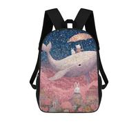 sinyumoney Whale Floating in Pink Sky Backpack School Bag Lightweight Casual Daypack School Backpacks for School/Work/Travel 17inch