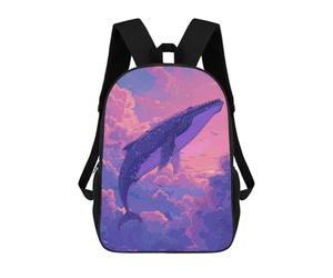 sinyumoney Whale Flying on Sky Retro School Backpack School Secondary High School College Backpack Travel for Men/Women 17inch