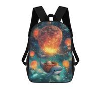 sinyumoney Whale Hot Air Balloon Adventure Children's Backpacks School Backpack 3D Printed for Kids Travel Rucksacks Book Bags Kids 17inch School Bag