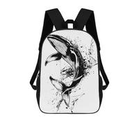 sinyumoney Whale Illustration in Black And White School Bag Backpack Teen Schoolbag 3D Printing Adjustable Schoolbag Fashion Pocket Bag for Kids Boys Girls Students And Teenagers Fans 17inch