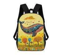sinyumoney Whale in Autumn Field-1 Backpack for School 3D Printed Boys Girls School BagChildren Bookbag Travel Rucksack 17inch