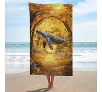 sinyumoney Whale in Autumn Forest Pathway-1 Bathroom Towels Oversized Highly Absorbent Quick Dry Beach Towel for Outdoor Pool Garden Holiday 130cm*80cm