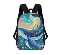 sinyumoney Whale in Colorful Abstract Ocean Rucksack Lightweight Airport College Students Back Pack for Girls Boys Teenage 17inch
