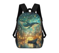sinyumoney Whale in Fantasy City School Backpack High Secondary School Bags Casual Backpack for Girl, Teen Girls 17inch