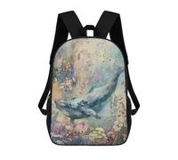 sinyumoney Whale in Floral Ocean School Backpack High Secondary School Bags Casual Backpack for Girl, Teen Girls 17inch