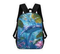sinyumoney Whale in Lotus Pond Backpack School Bag Lightweight Casual Daypack School Backpacks for Teenage Girls Boys Women Men 17inch