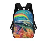 sinyumoney Whale in Rainbow Garden Backpack School Backpack Kids School Bag Large Capacity Kids Backpack for School Rucksack 3D Book Bag Gifts for Kids 17inch