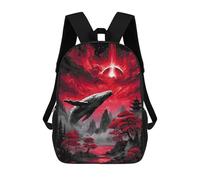sinyumoney Whale in Red Japanese Landscape Rucksack Large School Backpack for Boys for Teenage Girls Boys Women Men 17inch