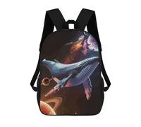 sinyumoney Whale in Space Backpack Kids School Backpack School Bag 3D Printed Fashion School Bag for Boys Elementary And Middle School Student 17inch