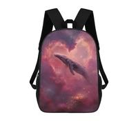 sinyumoney Whale in Space Nebula-2 3D Printed Kids 17inch Backpacks Boys Fashion Travel Backpacks School Bag for Boys Elementary And Middle School Students