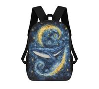 sinyumoney Whale in Space Tapestry Kids School Backpack 3D Printed Fashion School Bag Casual School Bag for Boys Elementary And Middle School Students 17inch