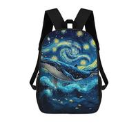 sinyumoney Whale in Starry Night Style Backpack Kids School Backpack School Bag 3D Printed Fashion School Bag for Boys Elementary And Middle School Student 17inch