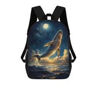 sinyumoney Whale in The Night Sky Children's Backpacks School Backpack 3D Printed for Kids Travel Rucksacks Book Bags Kids 17inch School Bag