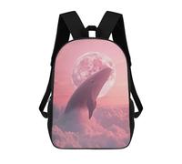 sinyumoney Whale In The Pink Sky School Bag Backpack Teen Schoolbag 3D Printing Adjustable Schoolbag Fashion Pocket Bag for Kids Boys Girls Students And Teenagers Fans 17inch