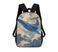 sinyumoney Whale in The Sky Art Print 17inch School Bag 3D Printed Children's School Backpack Casual Fashion Travel Backpacks for Kids School Students