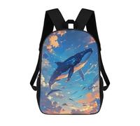 sinyumoney Whale in The Sky Illustration Backpack 3D Printed Children's School Backpack for Kids High Capacity Travel Rucksacks Book Bags Kids School Bag Back Pack 17inch