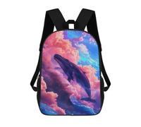 sinyumoney Whale in The Sky Kids School Backpack School Bag 3D Printed School Bag for Boys Elementary And Middle School Students 17inch