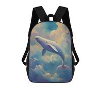 sinyumoney Whale in The Sky Painting Backpack Kids School Backpack School Bag 3D Printed Fashion School Bag for Boys Elementary And Middle School Student 17inch