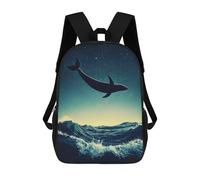 sinyumoney Whale in The Starry Sky School Bag Backpack Teen Schoolbag 3D Printing Adjustable Schoolbag Fashion Pocket Bag for Kids Boys Girls Students And Teenagers Fans 17inch