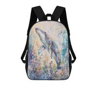 sinyumoney Whale in Watercolor Art Backpack School Lightweight Airport College Students Back Pack for School/Work/Travel 17inch