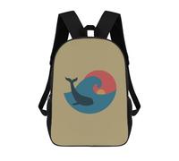 sinyumoney Whale in Wave with Sunset 3D Printed Children's School Backpack for Kids High Capacity Travel Rucksacks Book Bags Kids School Bag Back Pack 17inch