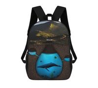 sinyumoney Whale in Well School Backpack Business Laptop Rucksack Bag Unisex Casual Daypack for Men/Women 17inch