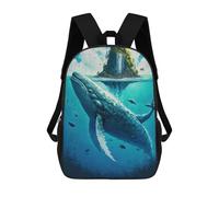 sinyumoney Whale Island Fantasy 3D Printed Children's School Backpack for Kids Travel Rucksacks Book Bags Kids School Bag 17inch