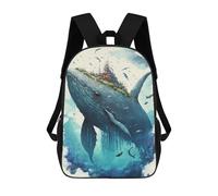 sinyumoney Whale Island Skyward School Backpack Secondary Causal Travel High School Bags for Campus Outdoor Travel Sports 17inch