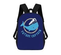 sinyumoney Whale Kids Future Captain Kids Backpack, Kids School Bag 3D Printed School Backpacks for Boys And Teenager School Students 17inch