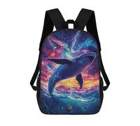 sinyumoney Whale Leaping Into Space School Bag Backpack Teen Schoolbag 3D Printing Adjustable Schoolbag Fashion Pocket Bag for Kids Boys Girls Students And Teenagers Fans 17inch