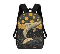 sinyumoney Whale Leaping Into Stars Backpack Kids School Backpack School Bag 3D Printed Fashion School Bag for Boys Elementary And Middle School Student 17inch
