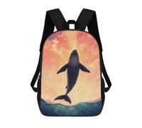 sinyumoney Whale Leaping Sunset Backpack, Children's Backpack, Student School Bag Bookbag Rucksack, 3D Printed School Bag for Boys Girls 17inch