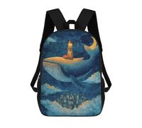 sinyumoney Whale Lighthouse Backpack School High Secondary School Bags Casual Backpack for Teenage Girls Boys Women Men 17inch