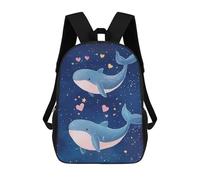 sinyumoney Whale Love Starry Night Backpack School Bag Rucksack for Girls Boys Backpacks Large Capacity Kids Back Pack Lightweight School Bags for Children Students 17inch