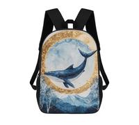 sinyumoney Whale Moon Nature Art Print Backpack School Rucksack Casual Daypacks School Work Travel Bag for Men, Women & Teenage Boys 17inch