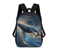 sinyumoney Whale Ocean Art Print Backpack Kids School Bag Boys Cartoon 3D Print Students Schoolbag Laptop Daypack for Boys Girls 17inch