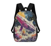 sinyumoney Whale Ocean Paint Kids School Backpack School Bag 3D Printed School Bag for Boys Elementary And Middle School Students 17inch