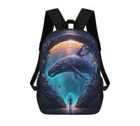 sinyumoney Whale Portal Fantasy Scene School Bag 3D Printed Children's School Backpack Casual Fashion Travel Backpacks for Kids School Students 17inch