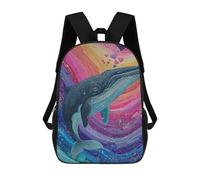 sinyumoney Whale Rainbow Heart Art Print School Backpack Fashion Stationery Backpack Waterproof Casual Daypacks for Camping Outdoor Adventures And Daily Travel 17inch