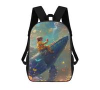 sinyumoney Whale Ride Fantasy Art Children's Backpacks School Backpack 3D Printed for Kids Travel Rucksacks Book Bags Kids 17inch School Bag