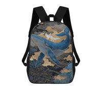 sinyumoney Whale Riding Fox Art Print Backpack School Bag Water Resistant School Bag Business Backpack for Boys/Girls/Teenagers 17inch