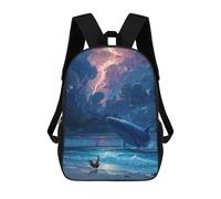 sinyumoney Whale, Rooster, And Stormy Seascape Children's Backpacks School 3D Printed Bag Bookbag for Kids Travel Rucksacks Boy Girl Book Bags Kids School Bag 17inch