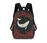 sinyumoney Whale Roses Fantasy Art Print Backpack School Bag Business Durable Laptop Bag for Boys/Girls/Teenagers 17inch